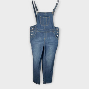 Wallflower Denim Bib Overalls Jeans Sz 1X Stretchy Mid Rise Garden Girl